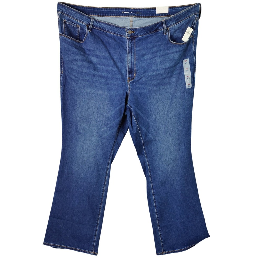 Old Navy Womens Classic Western Kicker Boot-Cut Jeans Plus 30 Blue Mid-Rise NEW